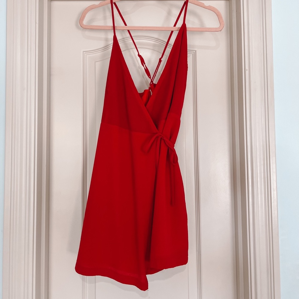 Tobi - red wrap mini dress